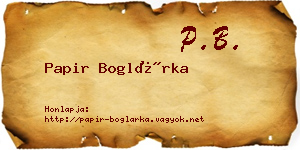 Papir Boglárka névjegykártya